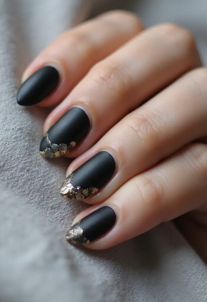 45 Sleek Black Nail Ideas for Timeless Beauty - 19. Black and Metallic Mix