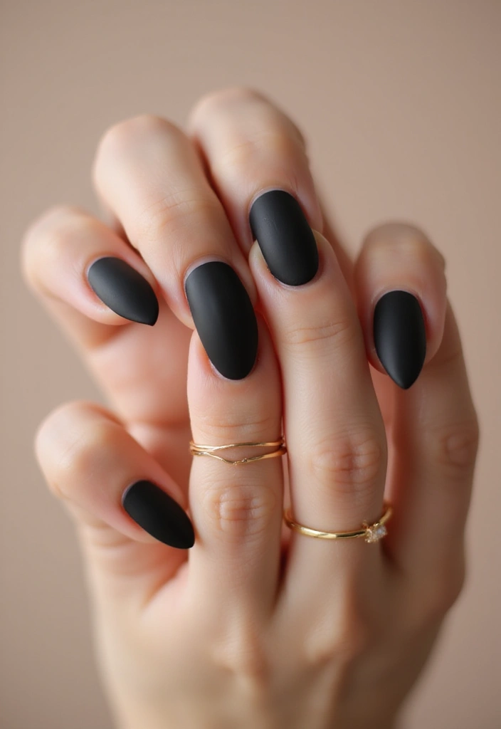 45 Sleek Black Nail Ideas for Timeless Beauty - 2. Matte Black Elegance