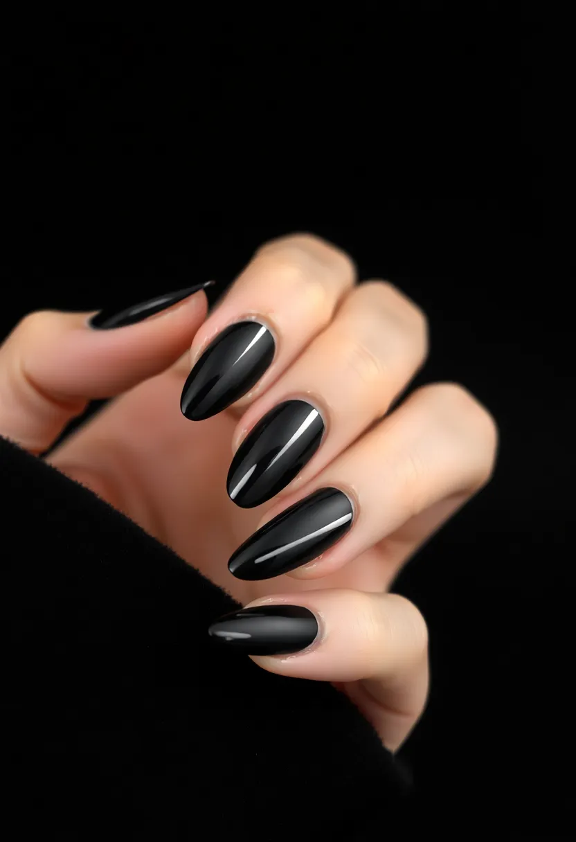 45 Sleek Black Nail Ideas for Timeless Beauty - 23. Negative Space Stripes