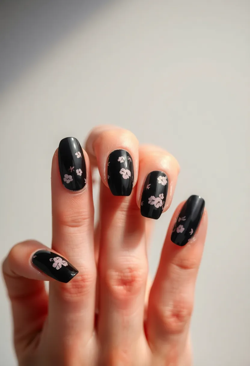 45 Sleek Black Nail Ideas for Timeless Beauty - 24. Black and Blush Combo