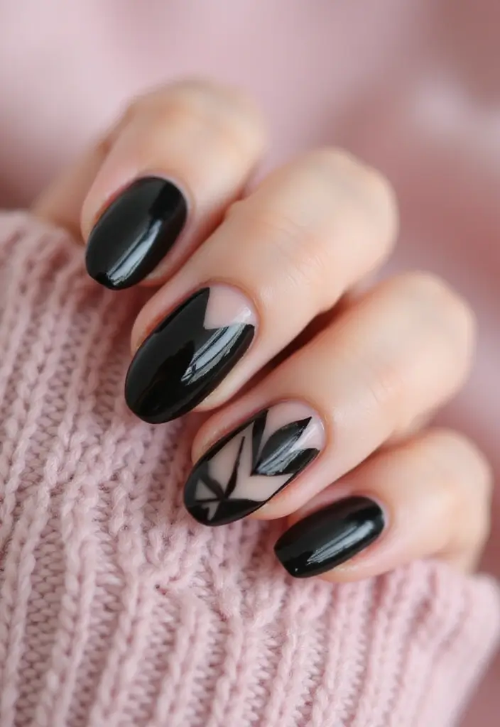 45 Sleek Black Nail Ideas for Timeless Beauty - 4. Negative Space Black