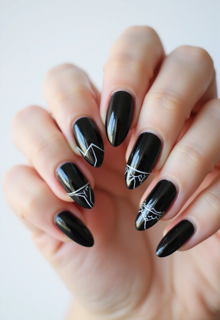 45 Sleek Black Nail Ideas for Timeless Beauty - 8. Artistic Black Lines