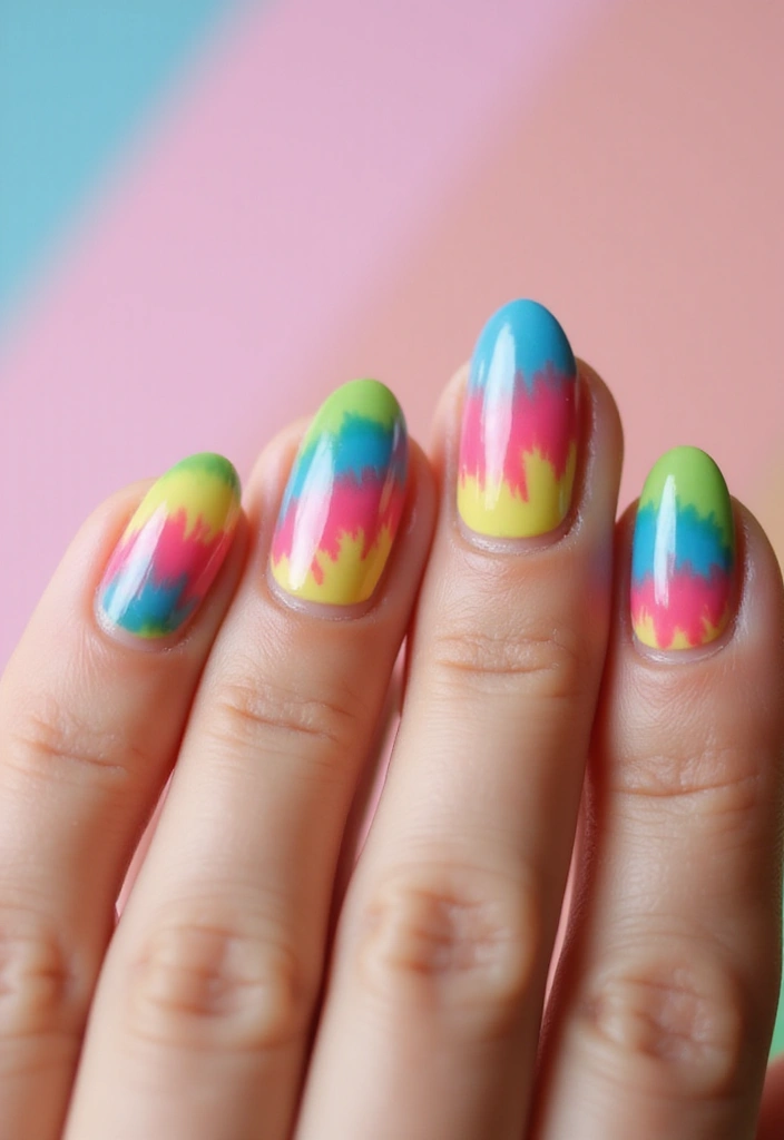 45 Spring 2025 Nail Ideas for Fresh - 9. Tie-Dye Delight