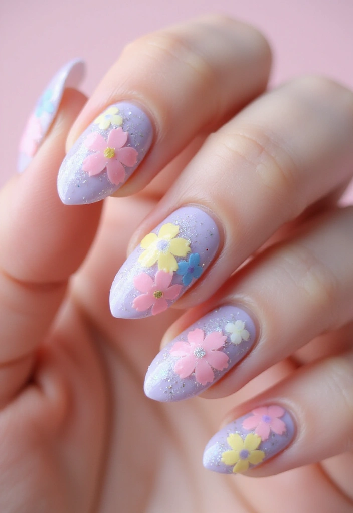 45 Ultimate Nail Inspiration Ideas for Creative Spark-Filled Sparks - 2. Floral Sparkle