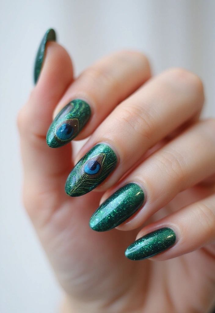 45 Ultimate Nail Inspiration Ideas for Creative Spark-Filled Sparks - 29. Elegant Peacock