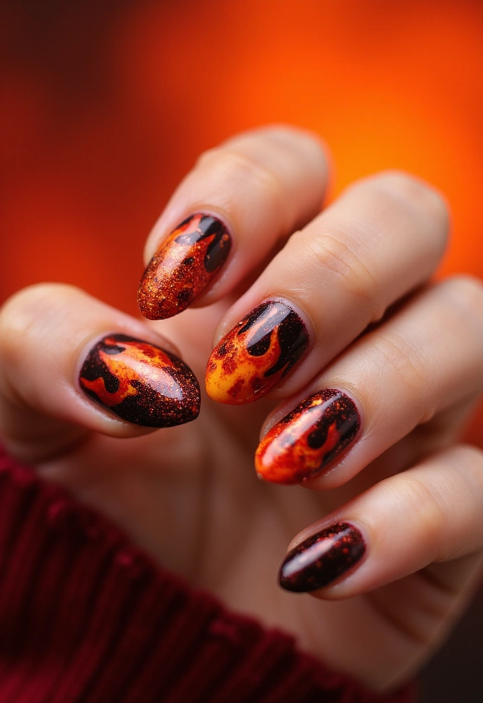45 Ultimate Nail Inspiration Ideas for Creative Spark-Filled Sparks - 32. Fiery Flames