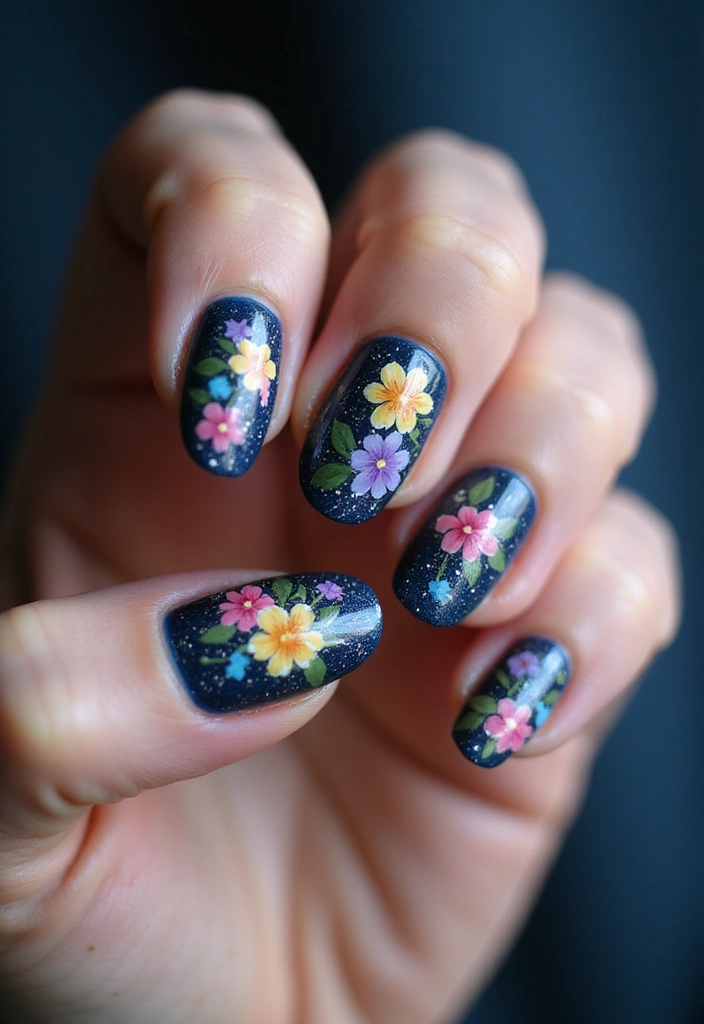45 Ultimate Nail Inspiration Ideas for Creative Spark-Filled Sparks - 45. Starry Blossoms