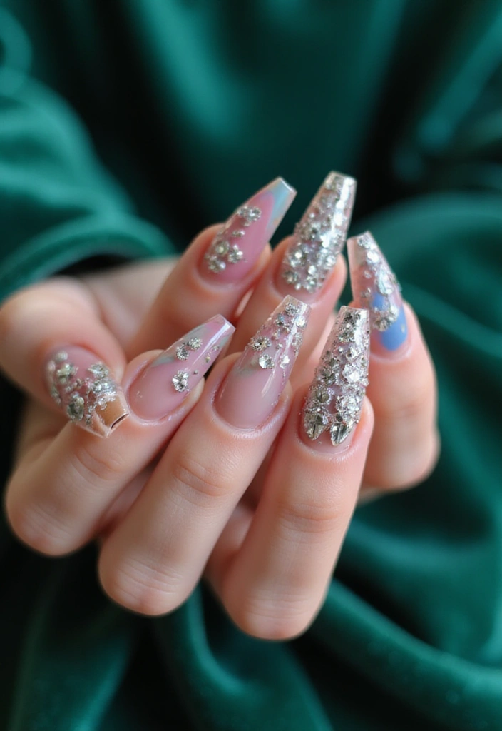 50 Acrylic Nail Ideas for Visionary Visions - 12. Crystal Accents