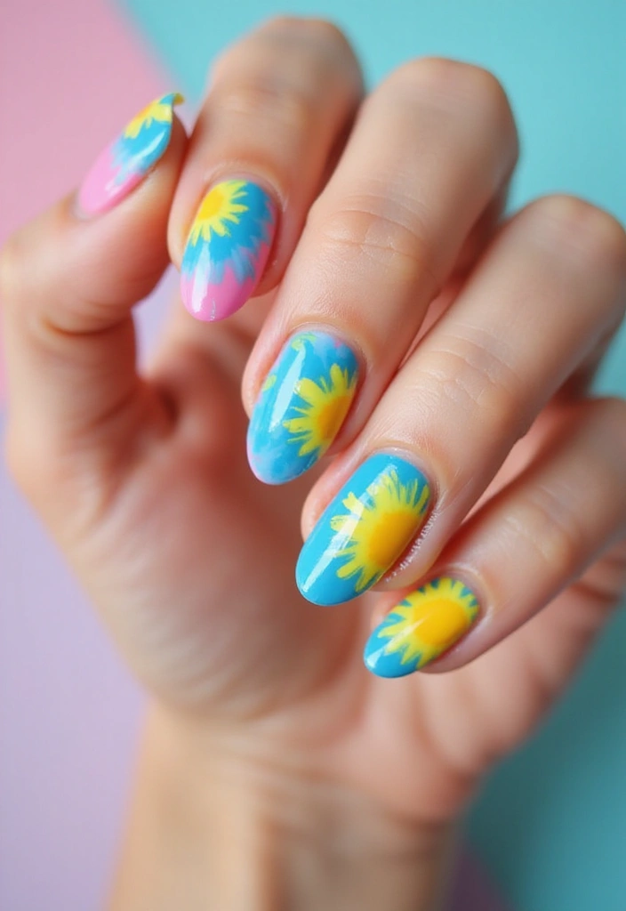 50 Acrylic Nail Ideas for Visionary Visions - 13. Tie-Dye Delight