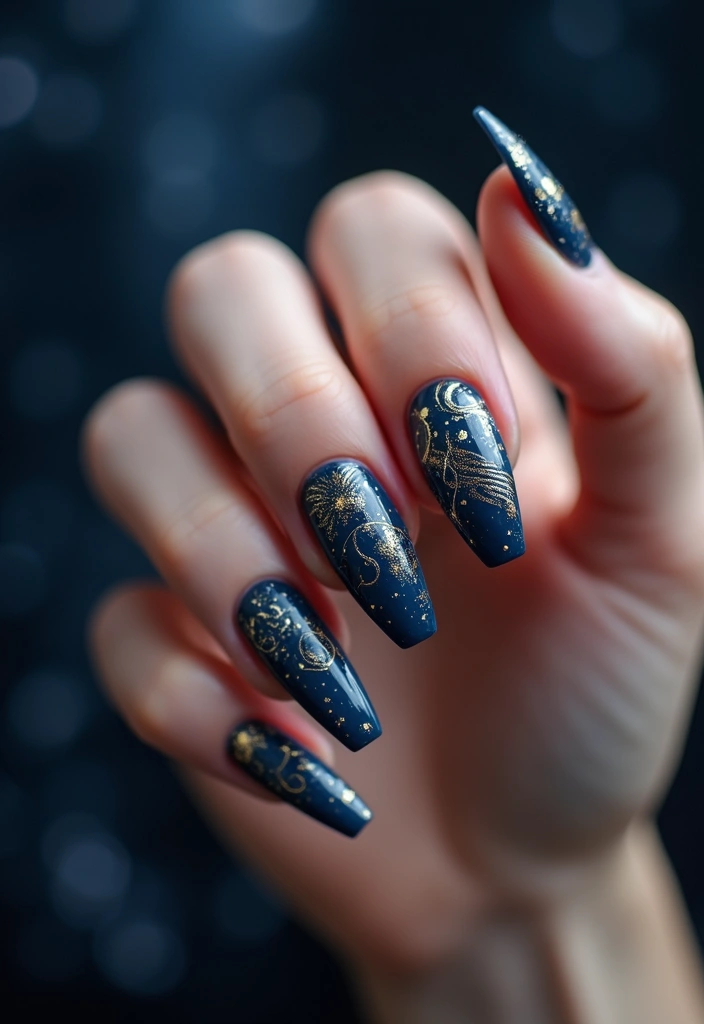 50 Acrylic Nail Ideas for Visionary Visions - 14. Astrological Inspiration