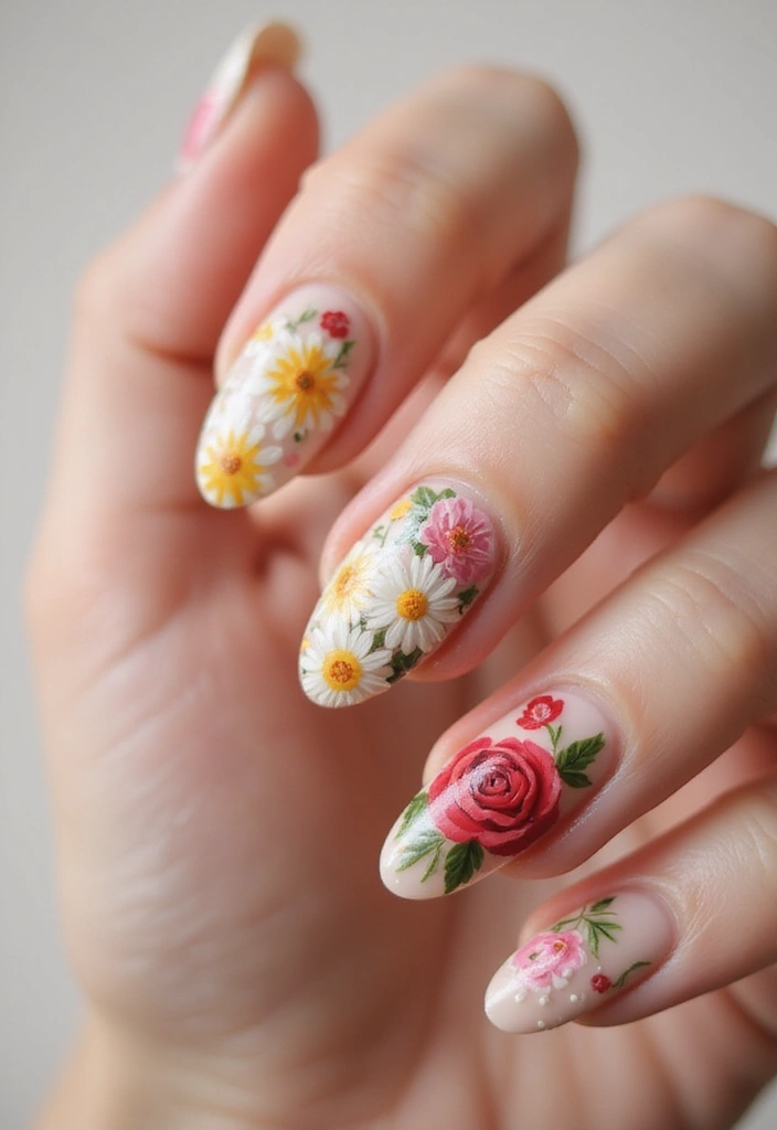 50 Acrylic Nail Ideas for Visionary Visions - 2. Floral Fantasy