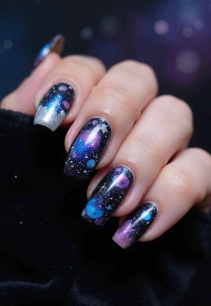 50 Acrylic Nail Ideas for Visionary Visions - 31. Outer Space Wonders