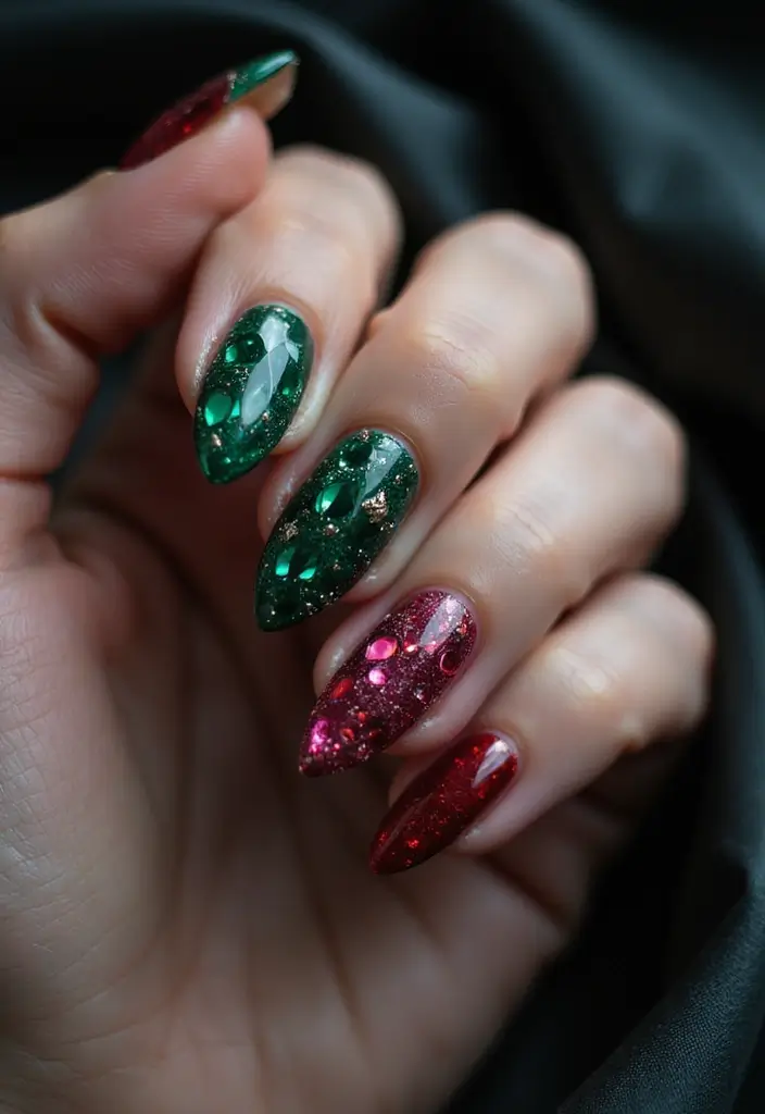 50 Acrylic Nail Ideas for Visionary Visions - 33. Gemstone-Inspired