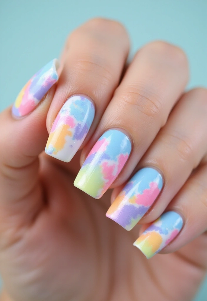 50 Acrylic Nail Ideas for Visionary Visions - 37. Tie-Dye Watercolor Blend