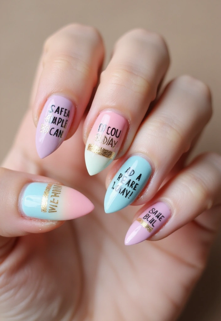 50 Acrylic Nail Ideas for Visionary Visions - 39. Motivational Quotes