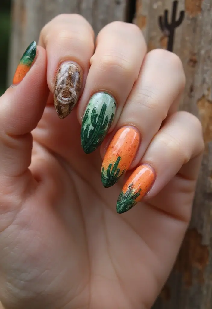 50 Acrylic Nail Ideas for Visionary Visions - 41. Wild West Inspiration