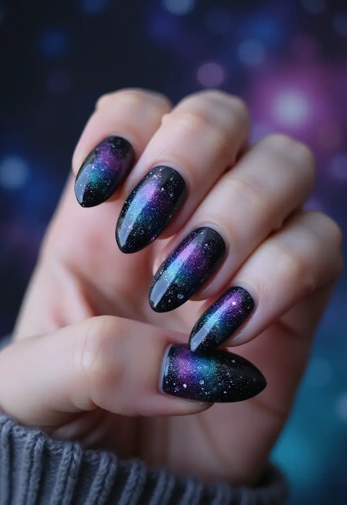50 Acrylic Nail Ideas for Visionary Visions - 42. Glorious Galaxy
