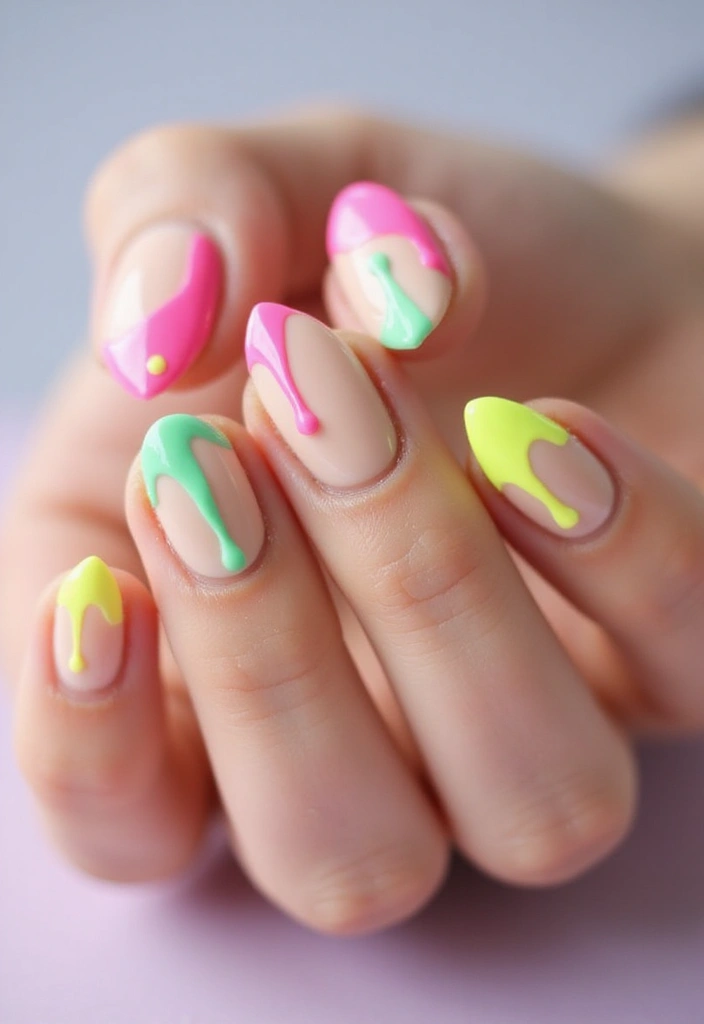 50 Acrylic Nail Ideas for Visionary Visions - 43. Artistic Drips