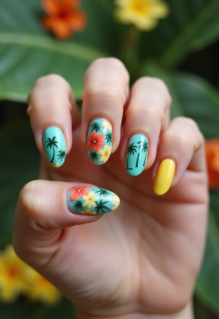 50 Acrylic Nail Ideas for Visionary Visions - 46. Tropical Paradise