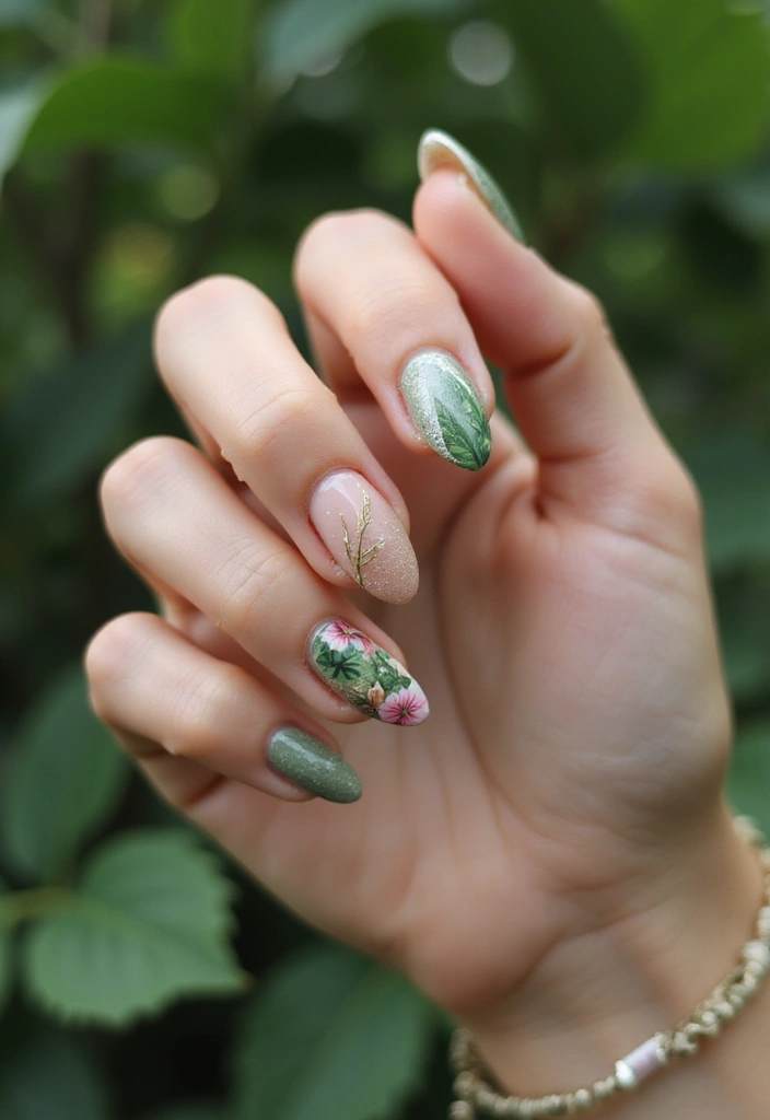 50 Acrylic Nail Ideas for Visionary Visions - 49. Eco-Friendly Nail Art