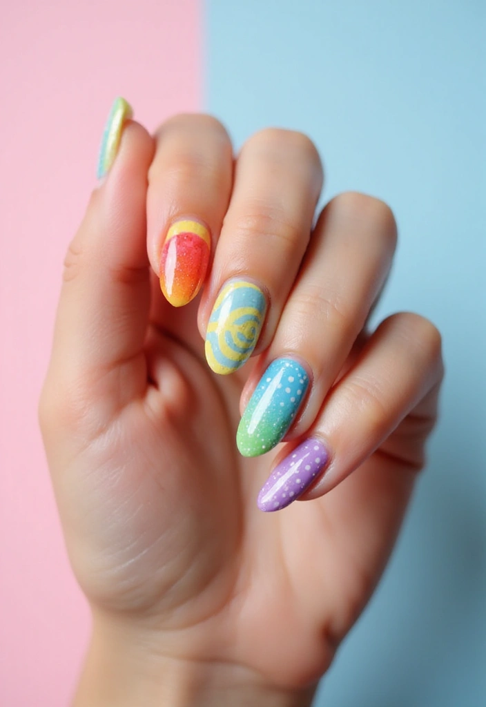 50 Acrylic Nail Ideas for Visionary Visions - 5. Rainbow Connection