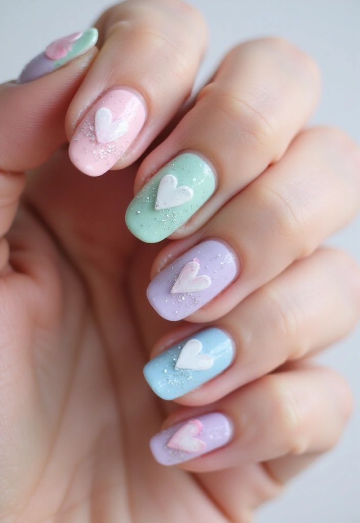 50 Adorable Cute Nail Ideas for Fun - 1. Candy Hearts Delight