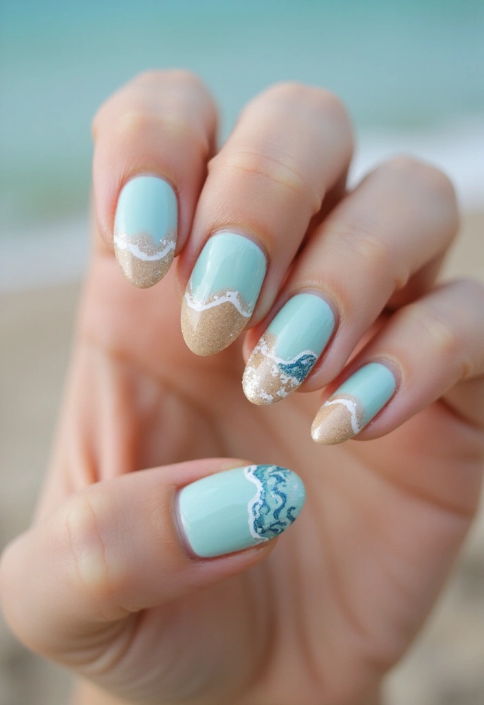 50 Adorable Cute Nail Ideas for Fun - 12. Whimsical Waves