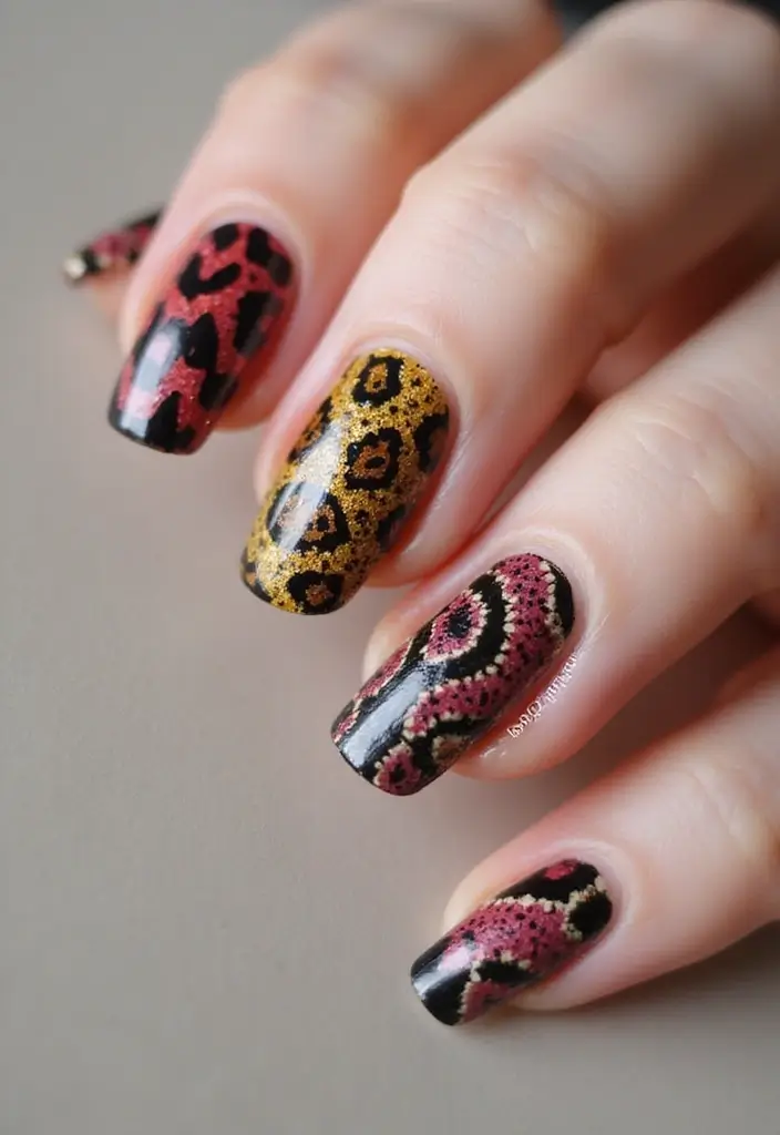 50 Adorable Cute Nail Ideas for Fun - 19. Exotic Animal Prints