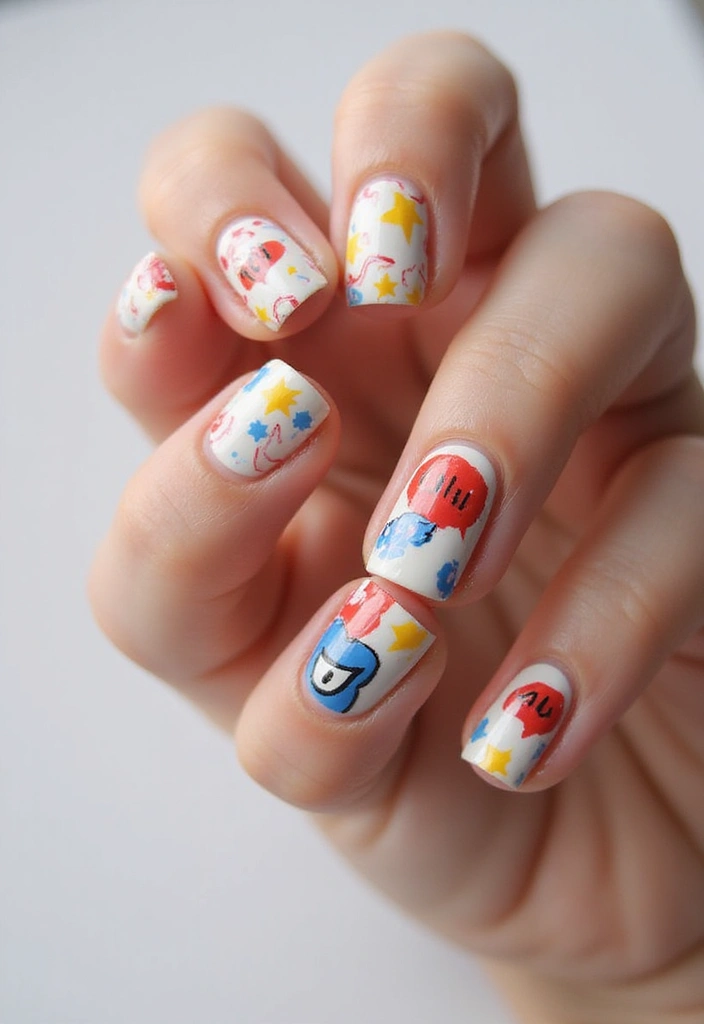 50 Adorable Cute Nail Ideas for Fun - 23. Comic Book Fun