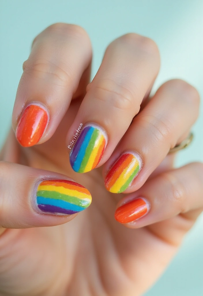 50 Adorable Cute Nail Ideas for Fun - 26. Playful Rainbows