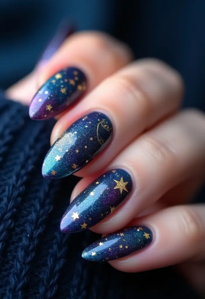 50 Adorable Cute Nail Ideas for Fun - 29. Starry Night
