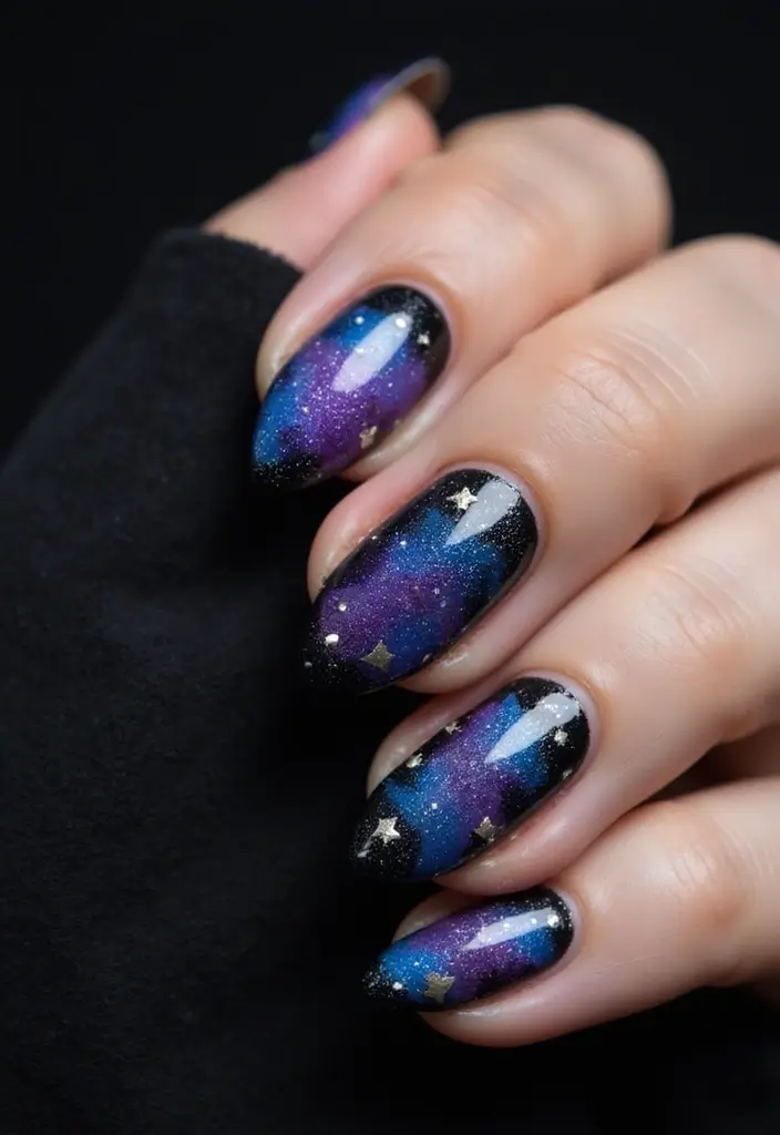 50 Adorable Cute Nail Ideas for Fun - 3. Galaxy Glam