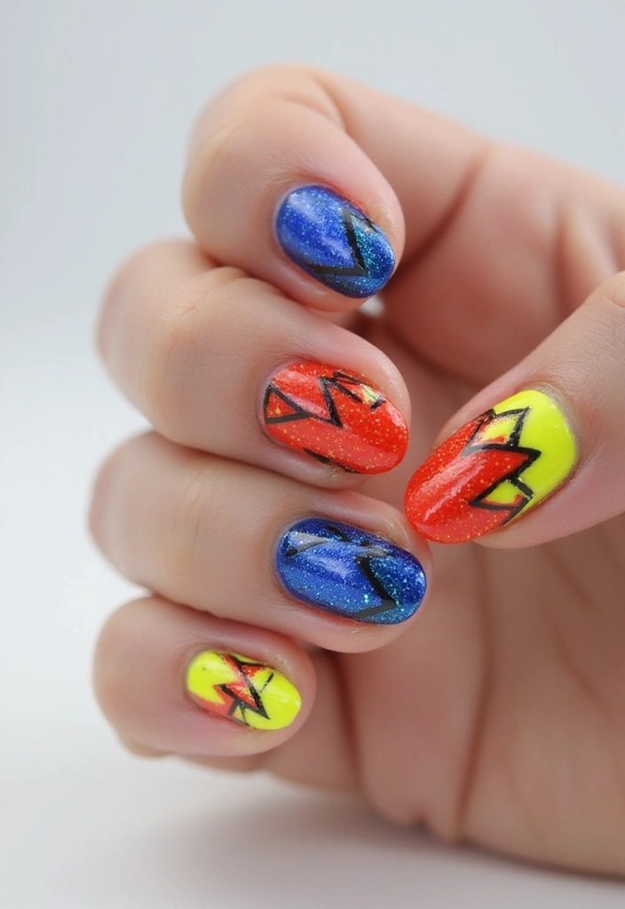 50 Adorable Cute Nail Ideas for Fun - 32. Glitzy Geometric
