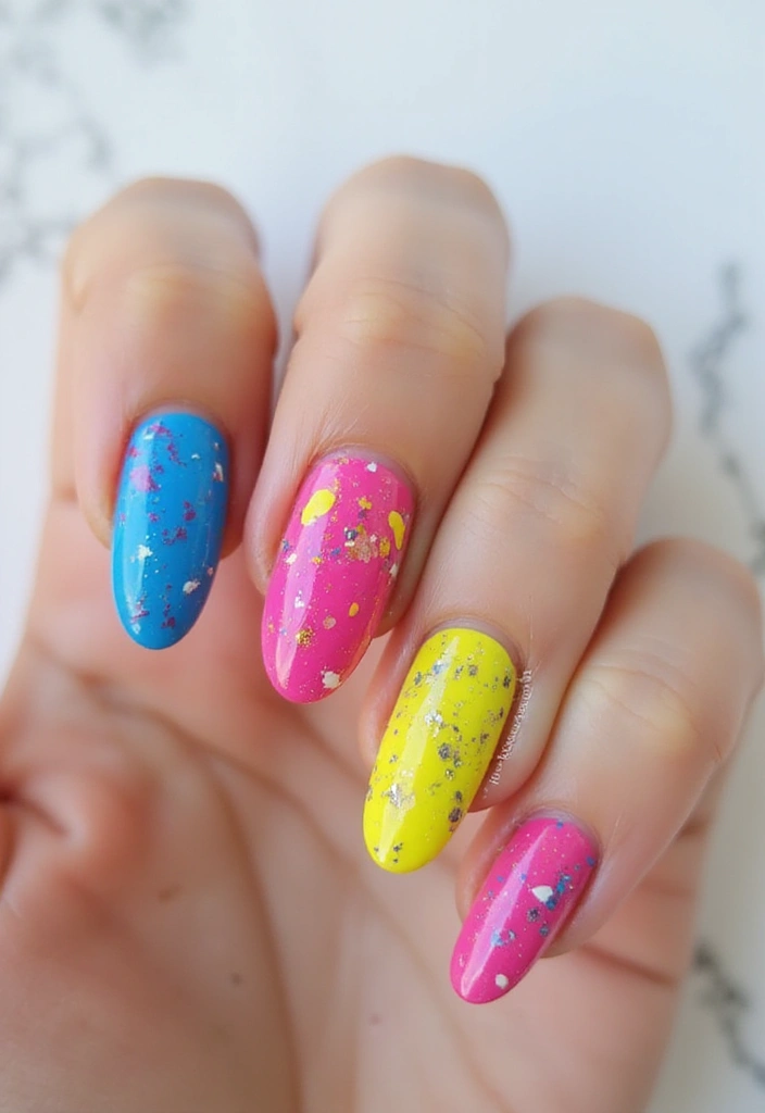 50 Adorable Cute Nail Ideas for Fun - 34. Artistic Splatter