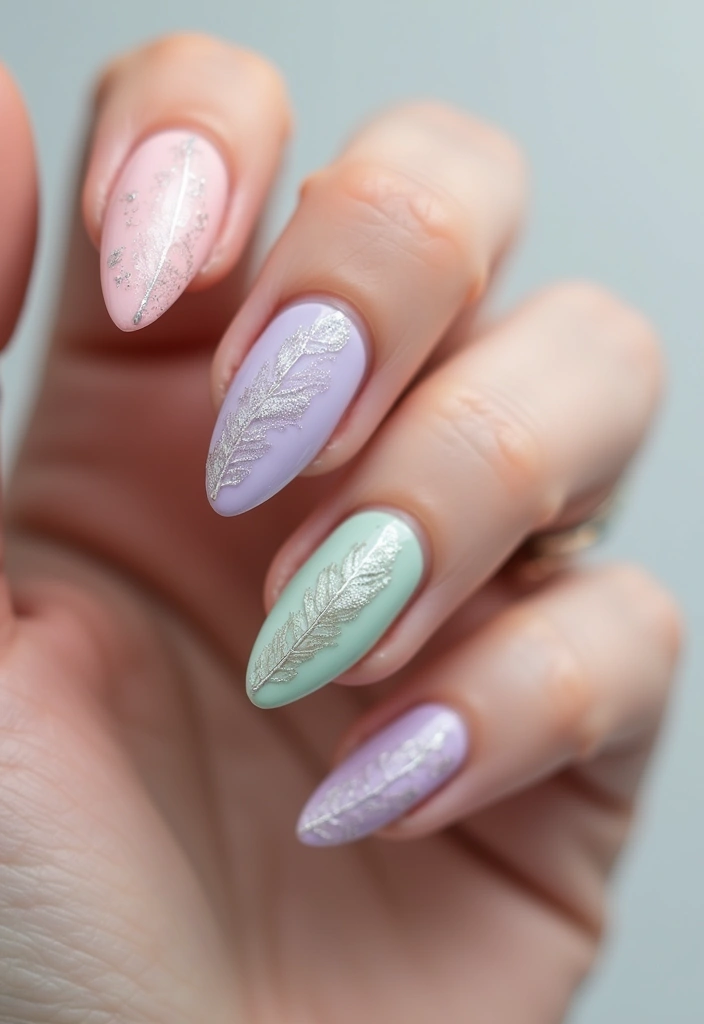 50 Adorable Cute Nail Ideas for Fun - 36. Fancy Feathers