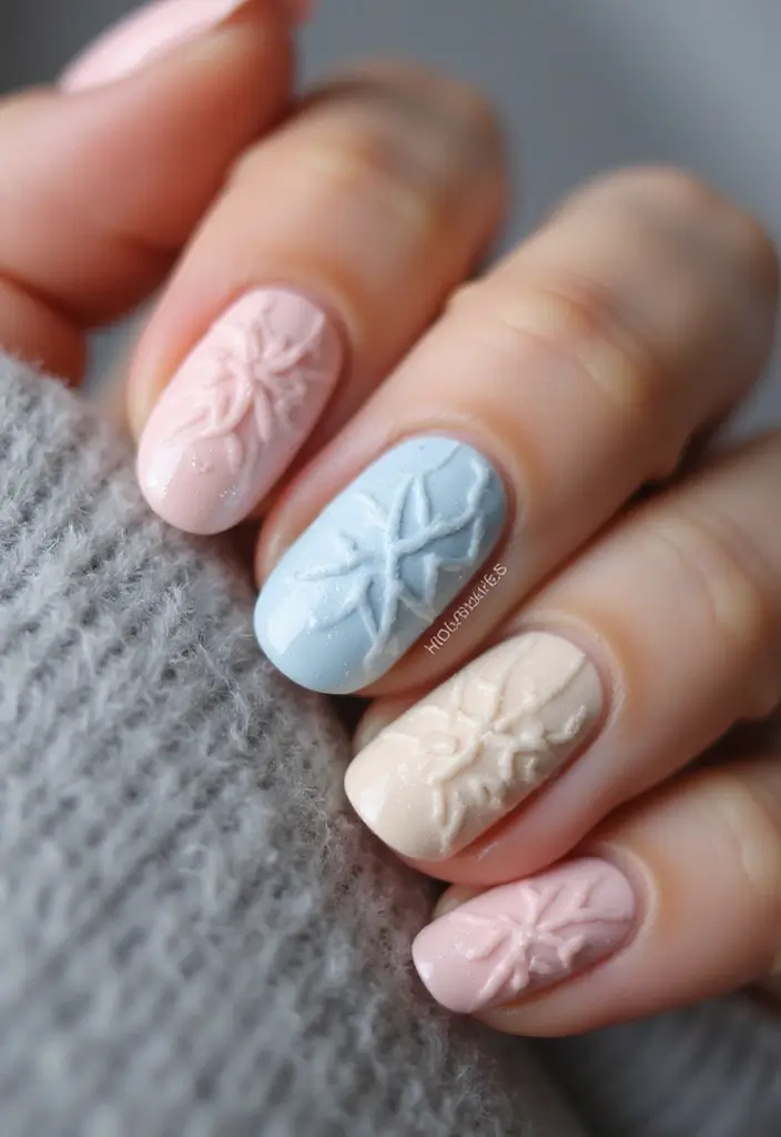 50 Adorable Cute Nail Ideas for Fun - 39. Cozy Knit