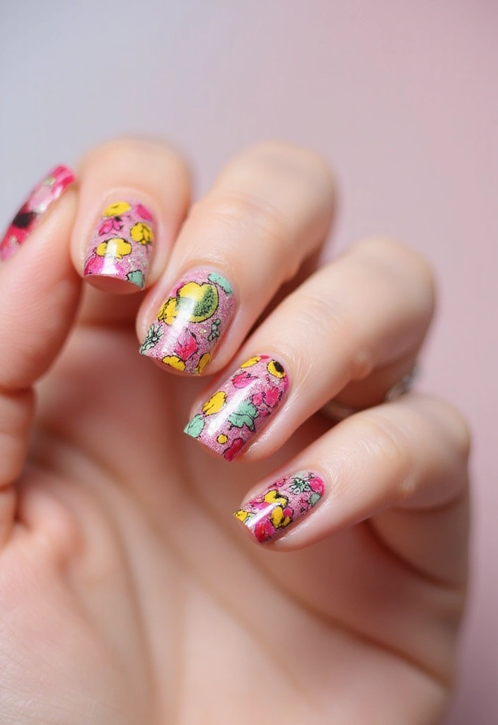 50 Adorable Cute Nail Ideas for Fun - 40. Abstract Flora