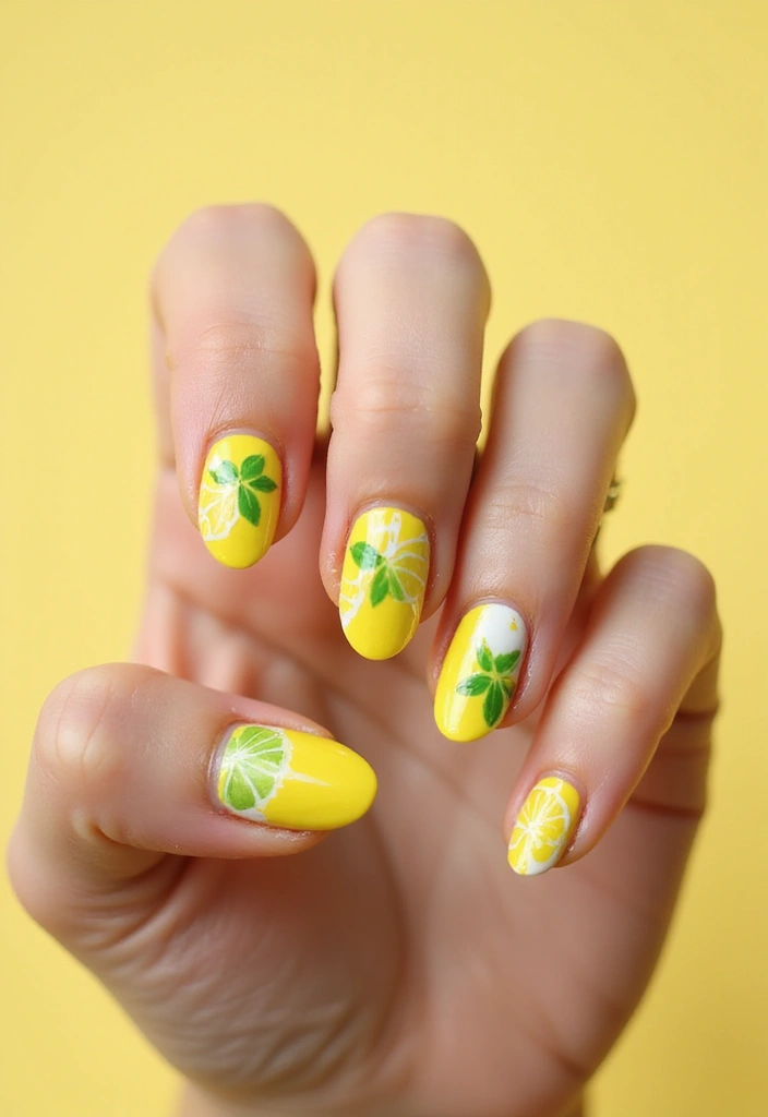 50 Adorable Cute Nail Ideas for Fun - 42. Lively Lemons