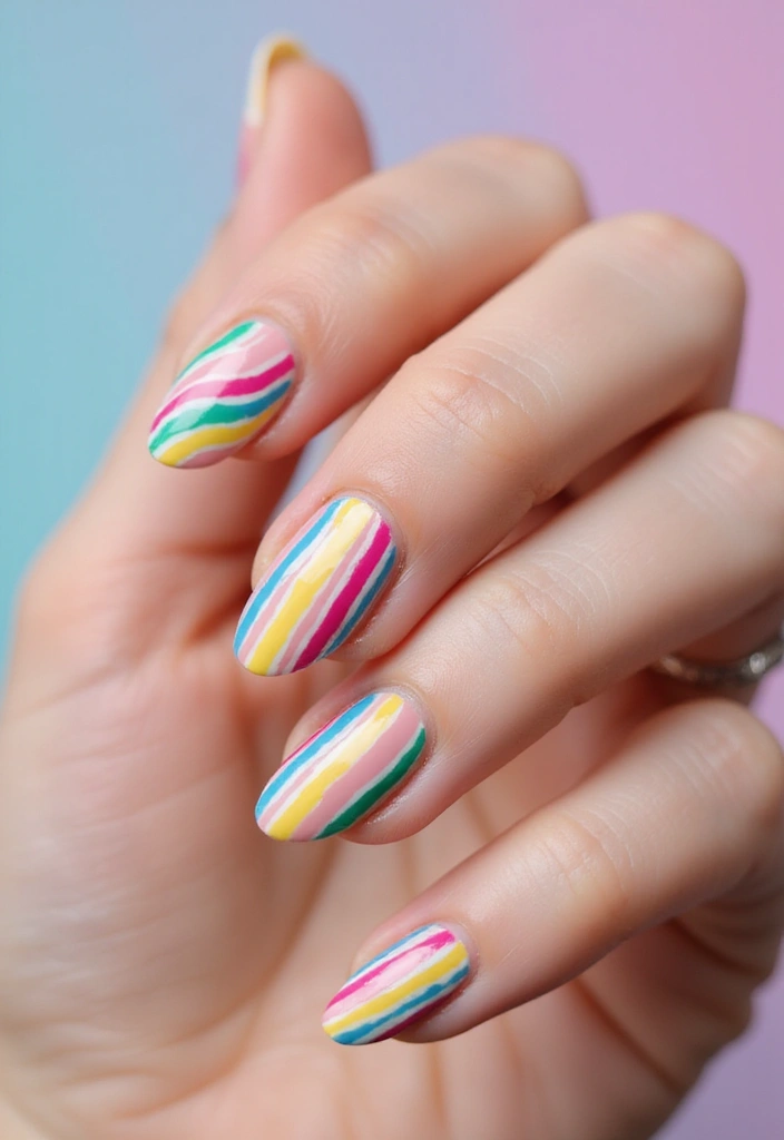 50 Adorable Cute Nail Ideas for Fun - 7. Sweet Stripes