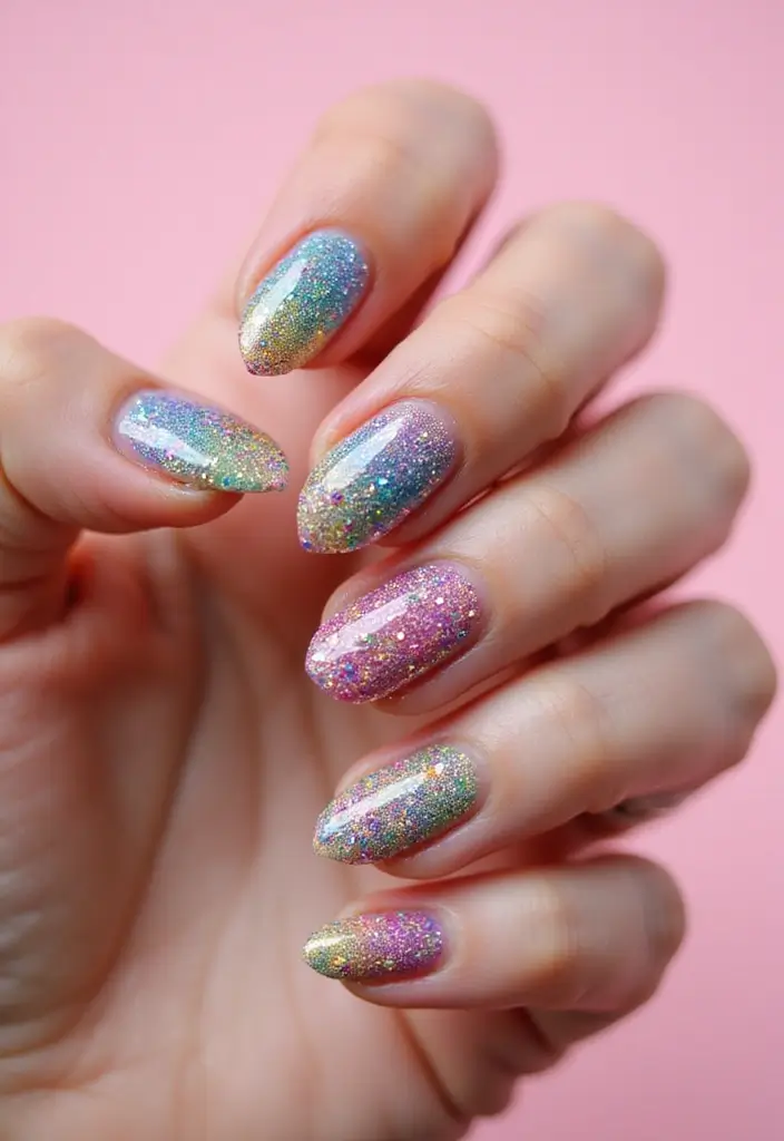 50 Adorable Cute Nail Ideas for Fun - 8. Glitter Galore