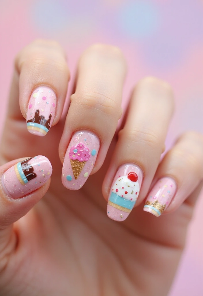 50 Adorable Cute Nail Ideas for Fun - 9. Sweet Treats