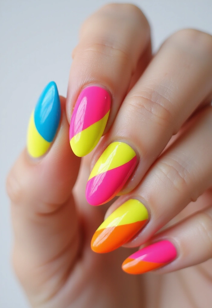 50 Artistic Nail Polish Design Ideas for Colorful Mastery - 15. Color Blocking