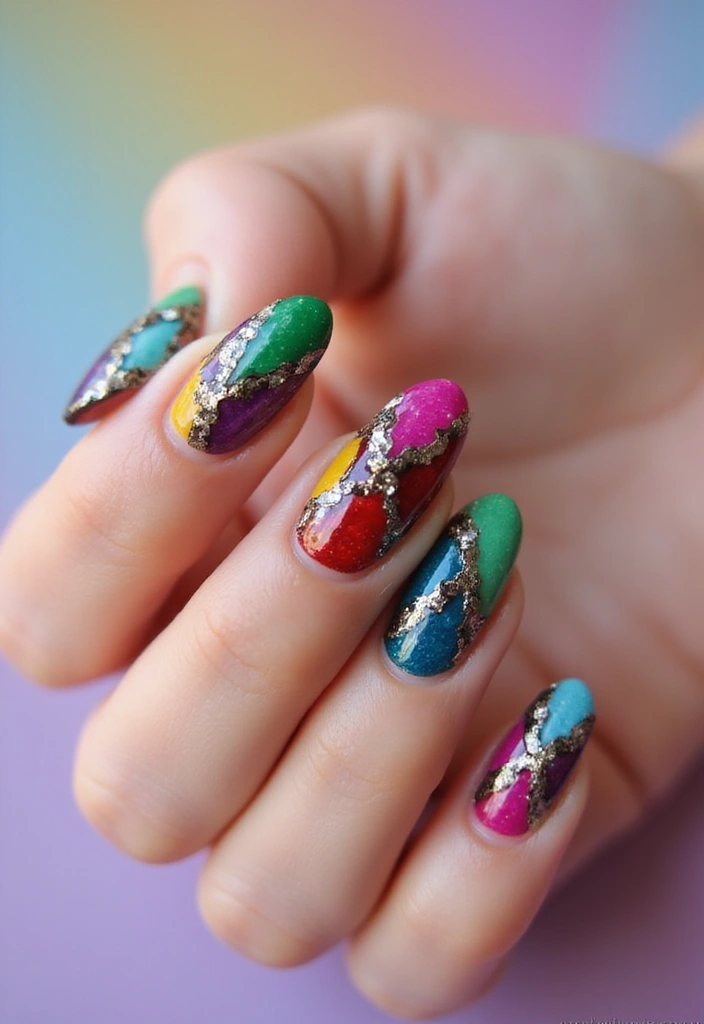 50 Artistic Nail Polish Design Ideas for Colorful Mastery - 18. Stained Glass Inspiration