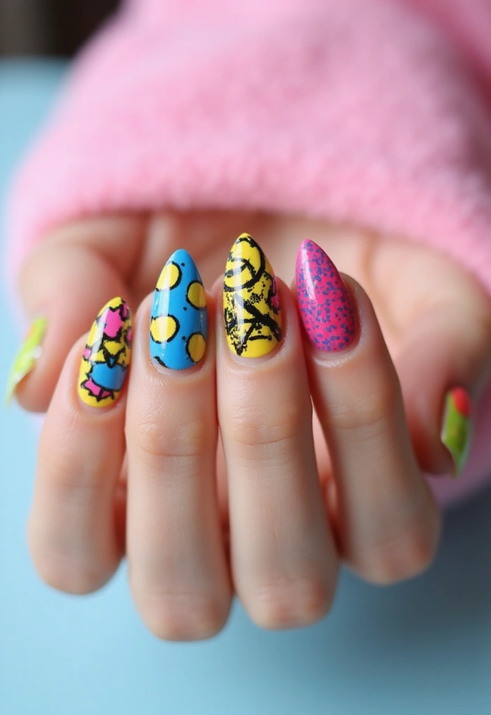 50 Artistic Nail Polish Design Ideas for Colorful Mastery - 20. Pop Art Vibes