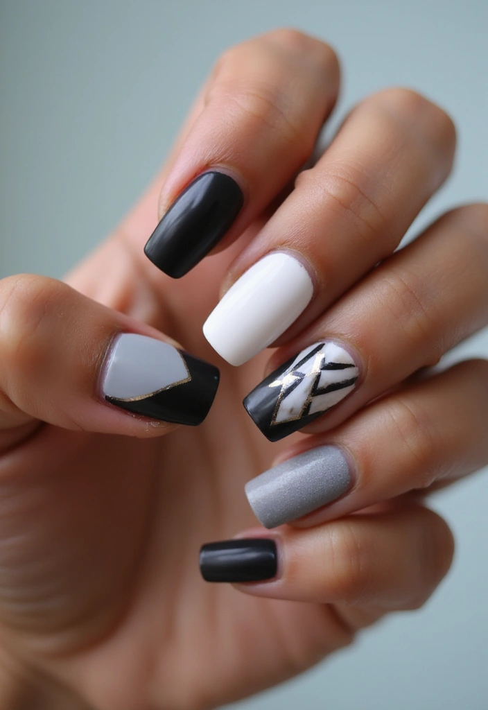 50 Artistic Nail Polish Design Ideas for Colorful Mastery - 21. Monochrome Magic