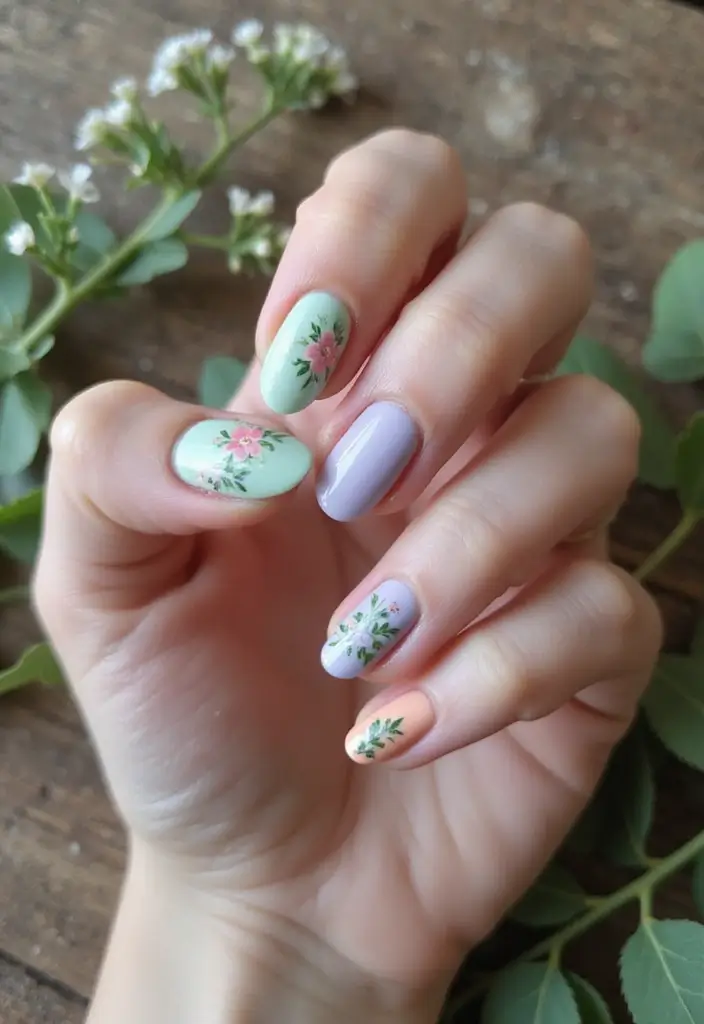 50 Artistic Nail Polish Design Ideas for Colorful Mastery - 33. Nature-Inspired Art