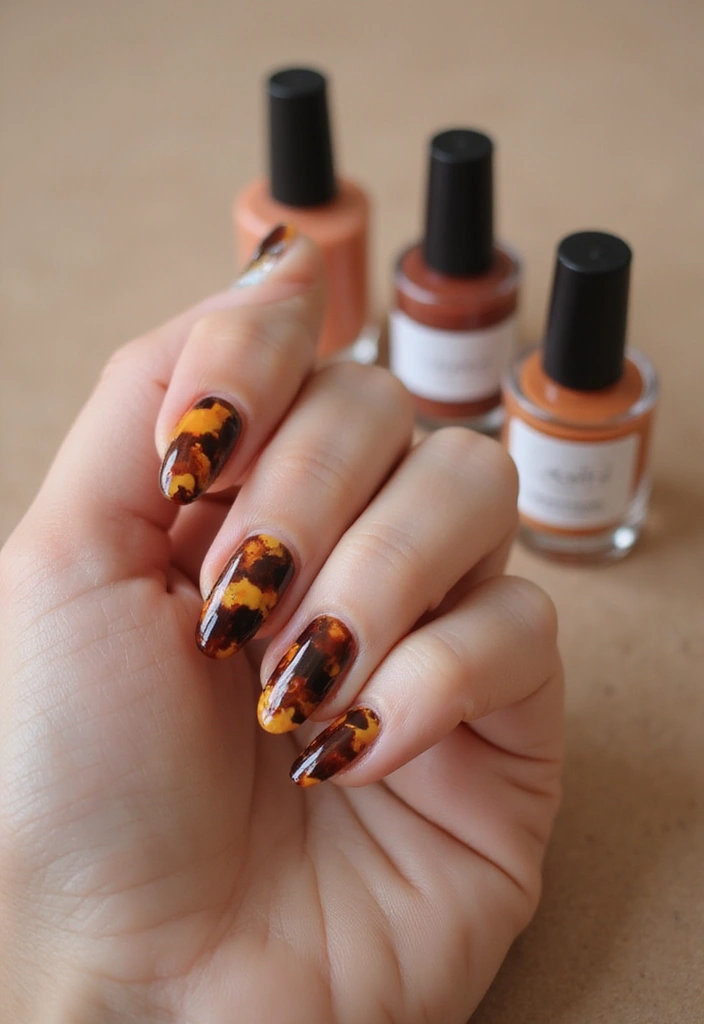 50 Artistic Nail Polish Design Ideas for Colorful Mastery - 35. Colorful Tortoiseshell