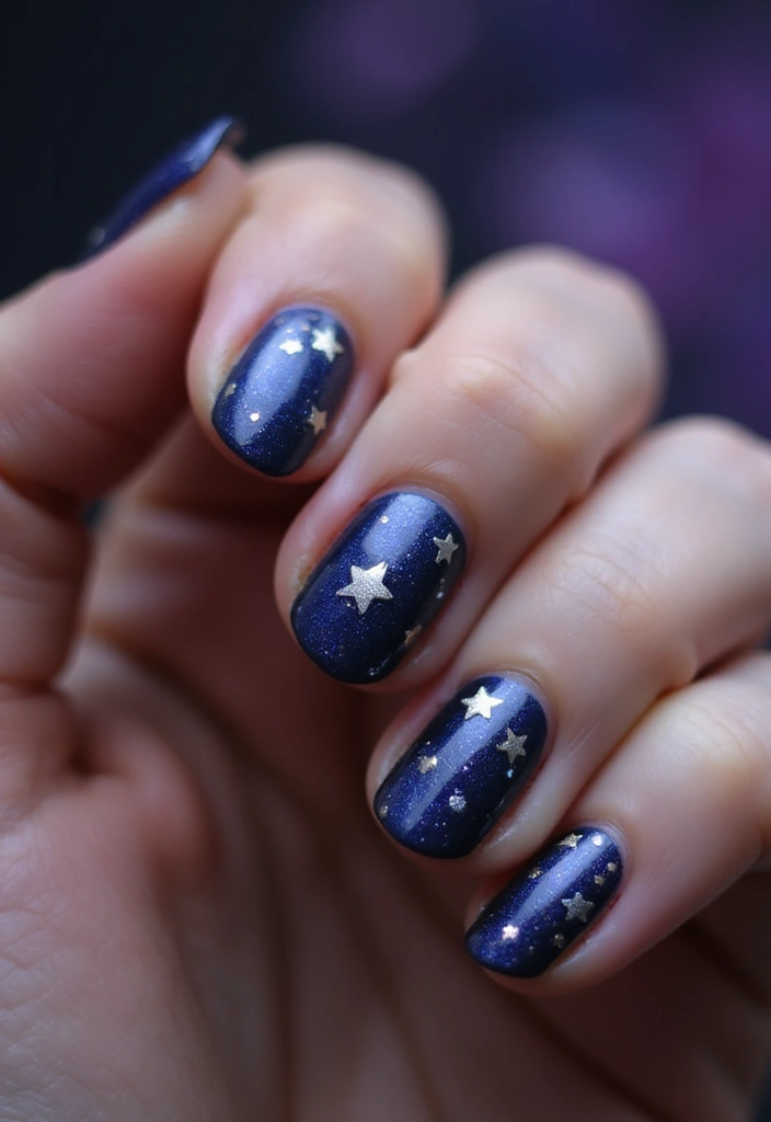 50 Artistic Nail Polish Design Ideas for Colorful Mastery - 41. Twinkling Stars