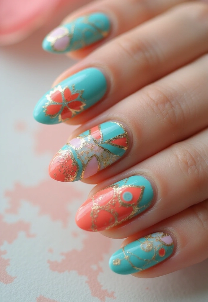 50 Artistic Nail Polish Design Ideas for Colorful Mastery - 49. Mosaic Patterns