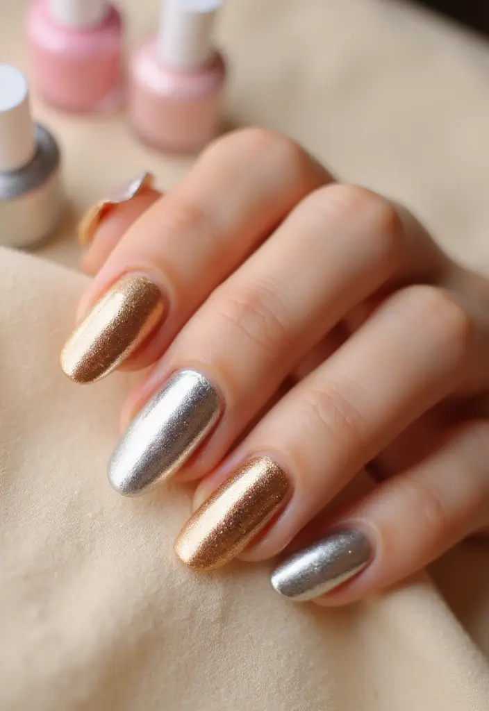 50 Artistic Nail Polish Design Ideas for Colorful Mastery - 7. Metallic Glaze